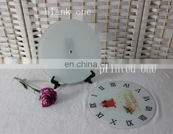 sublimation glass clock white coating glass wall clock