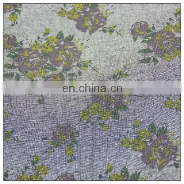 100 cotton denim fabric/floral pattern design printed