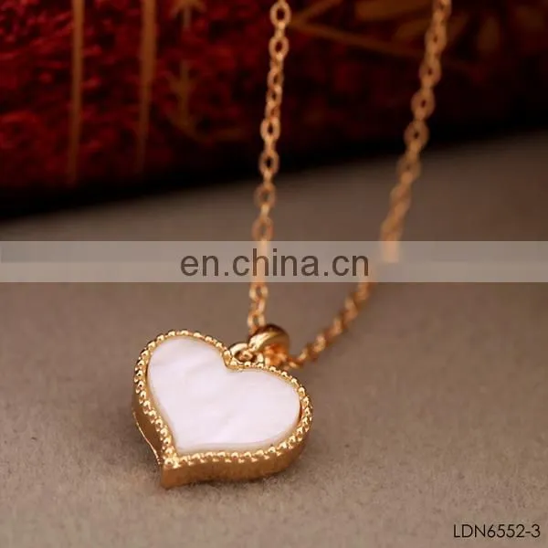 Cute couple love heart enamal Valentine's Day pendant necklace