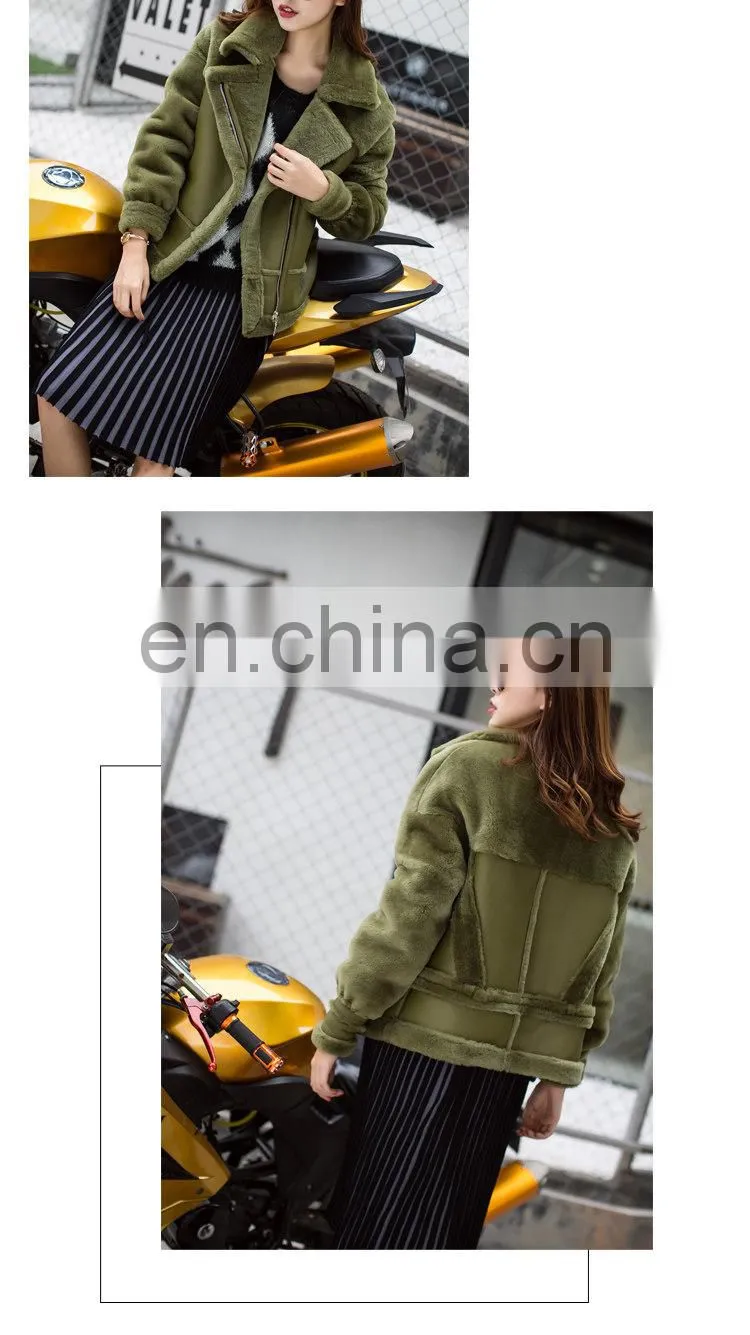 2016 Fashion Women Genuine Sheep Fur Jacket Shearling Sheepskin Coat