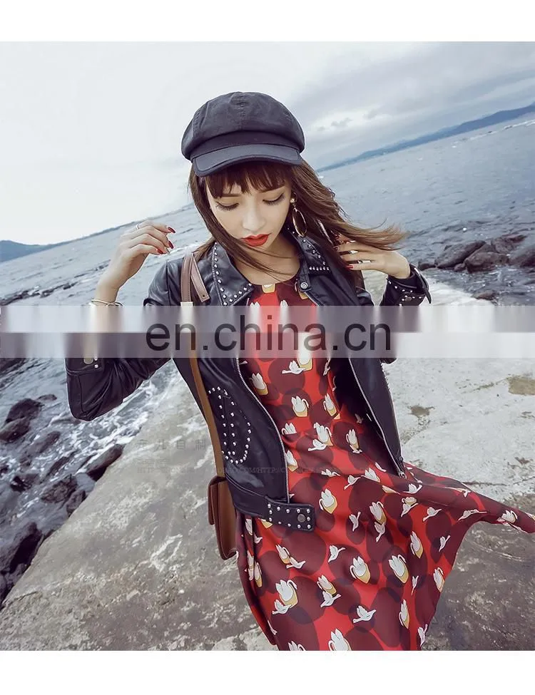 Fashion Real Curly Hip Hop Style Sheep Skin Leather Overcoat Women