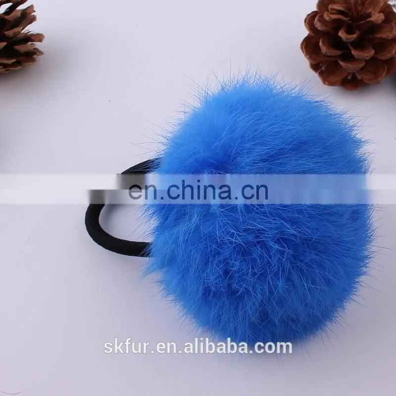 Factory wholesale baby elastic hair rubber bands with fur ball for girls and women