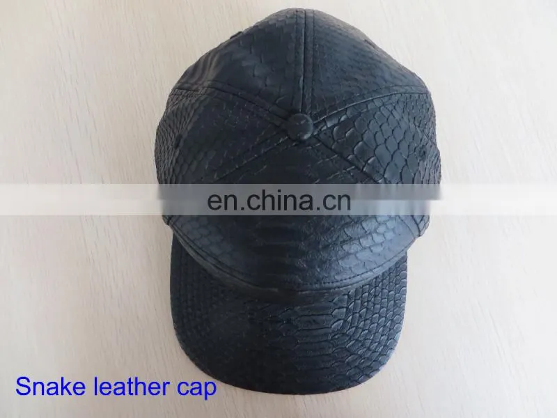 Custom design black snake PU leather cap/hat for promotion
