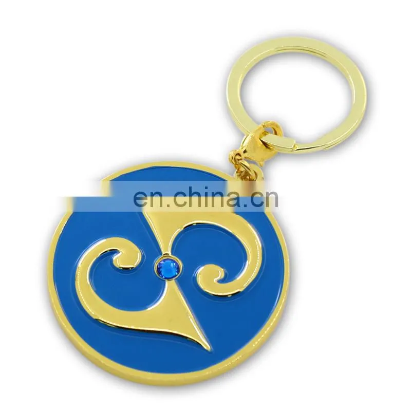Custom round enamel metal keychains wholesale