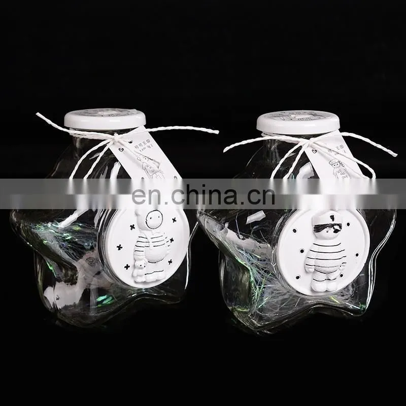fancy big star shaped wishing glass bottle light lucky star glass bottle with paper for gift
