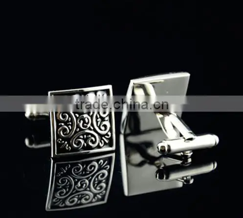 Vintage Black Pattern Mens Party gift Shirt Cufflinks Cuff Links French Silver