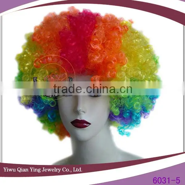 cheap crazy rainbow colorful clown celebrate afro wig