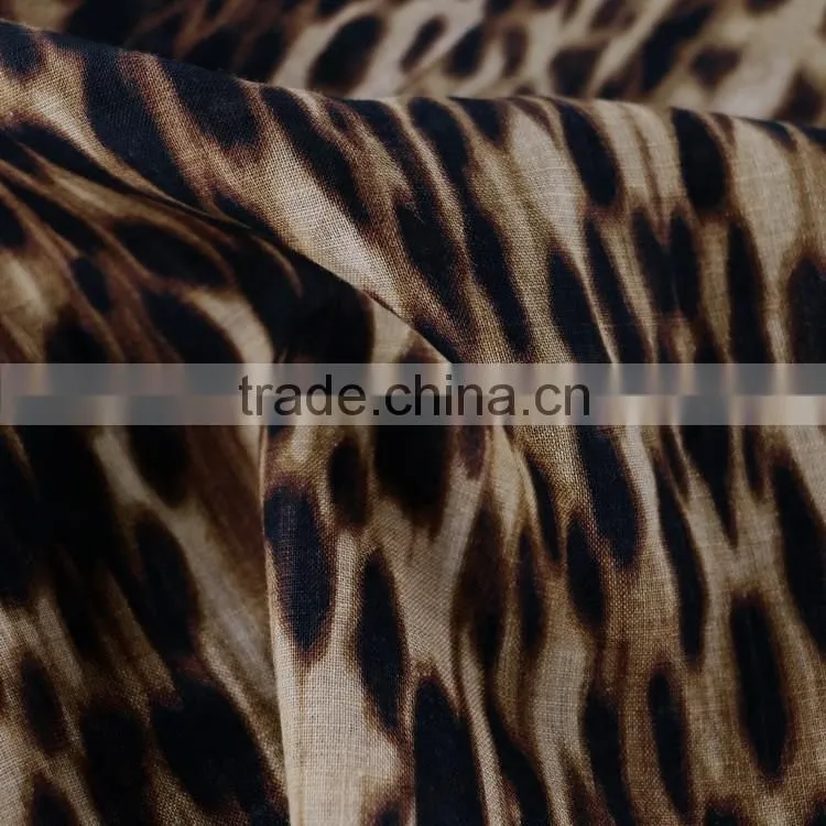 screen printed linen fabric wholesale,leopard print dress fabric,100% linen fabric