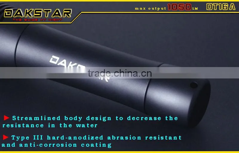 DAKSTAR DT16A XML T6 1050LM 26650/18650 Aluminum Rechargeable Superbright IPX8 LED Diving Flashlight With CREE