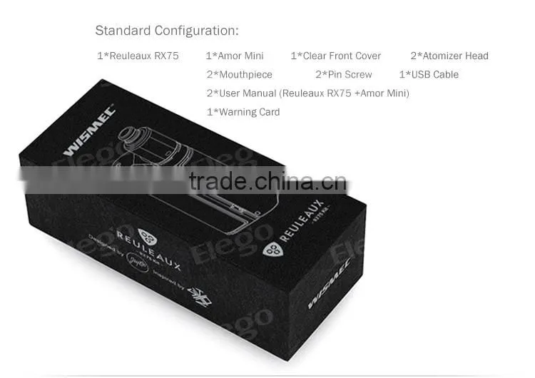 Available Shipping Wismec Reuleaux RX75W+Amor mini Atomizer ,Wismec Rx75W TC Mod