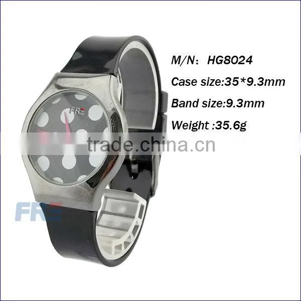 2014 new design alloy case silicone strap black watch women watch