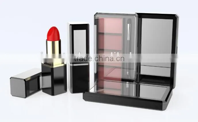 Square compact and square lipstick with mirror