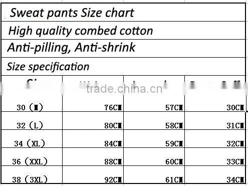 Wholesale men's pants in plus size 100% cotton men's sweat pants