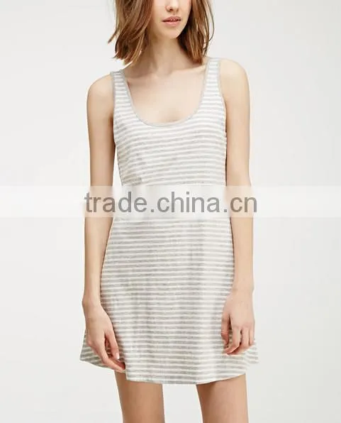 2015 china manufacturer customized the latest design striped scoop back dress