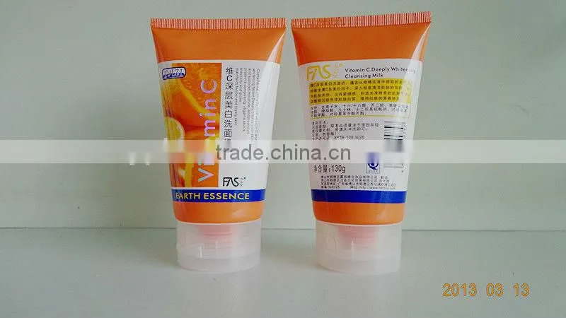 plastic tube for cosmetic with orange color,flexible labeling PE tube,empty tube ,soft tube