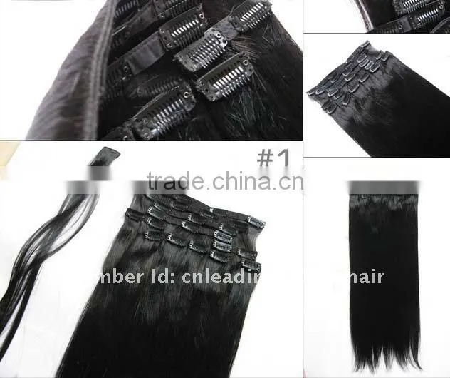 18" loose wave human hair clip in hair extensions 7pcs/set, 10pcs/set