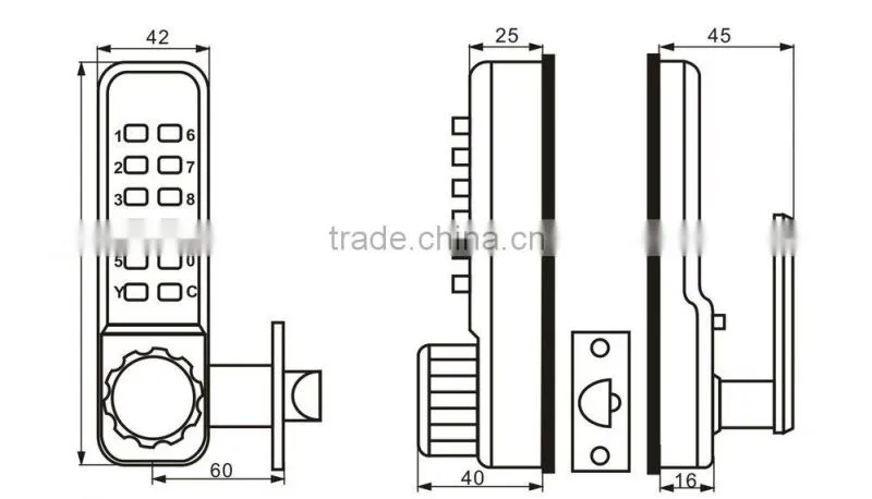 OSPON All-Weather Mechanical Keyless latch Door Lock Stain chrome import from china OS1102B