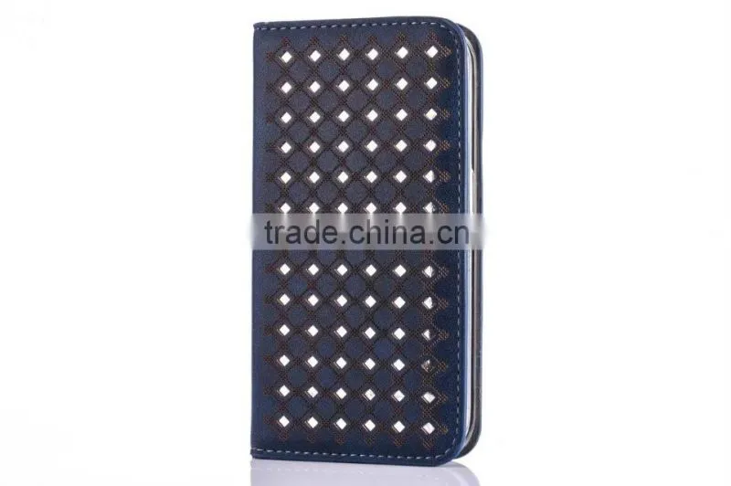 colorful laser carving case hollow out leather case for Samsung S7