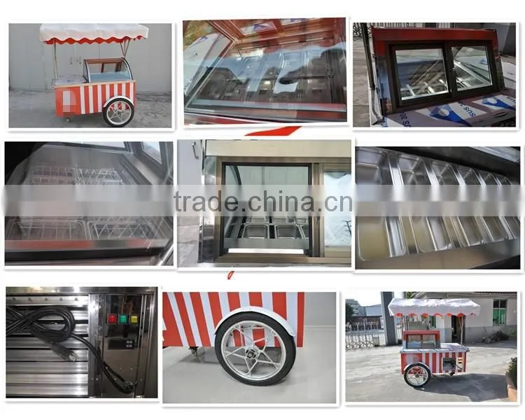 Durable crepe cart with 100% original street food cart design,movable ice cream vintage cart for sale