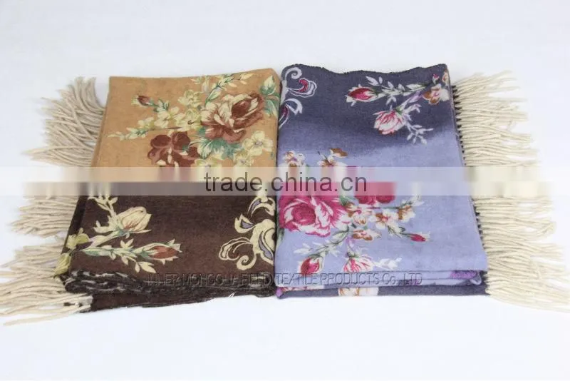 Flower and Leopard Print Wool Shawl Blanket