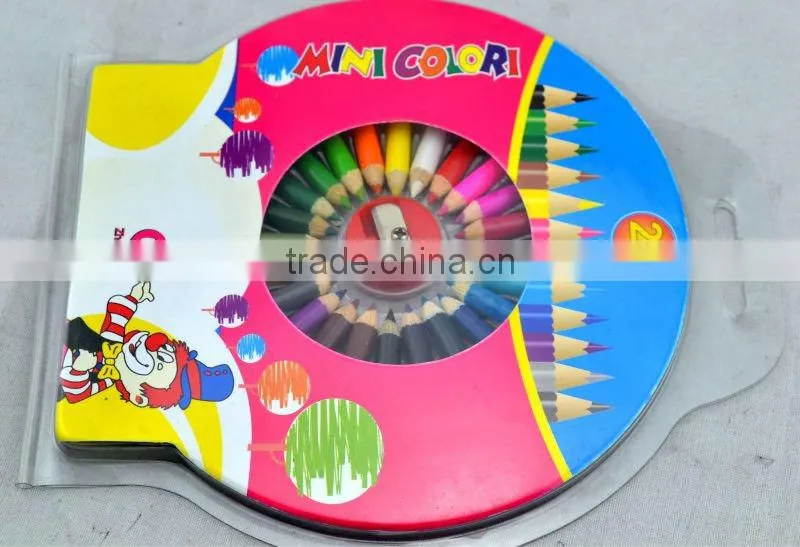 3.5 inch Jambo Color Pencil In CD pencil case Pack with pencil sharpener