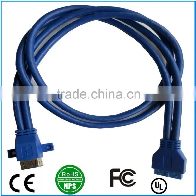 Dual USB3.0 AF to 20pin Cable Superspeed Extension Adapter Cable