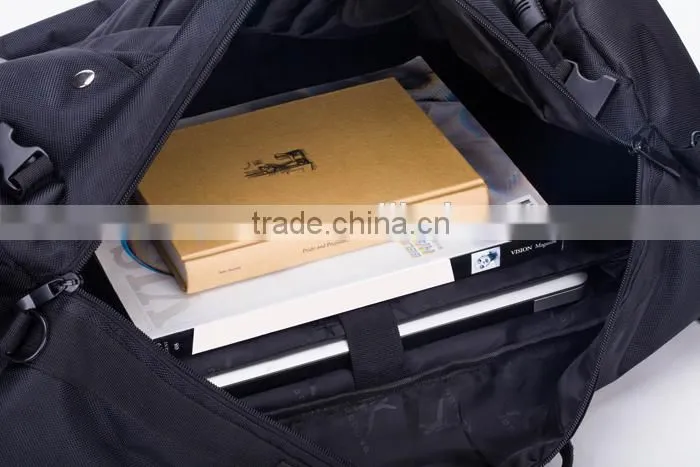 Multifunctional black hiking backpack with laptop compartment