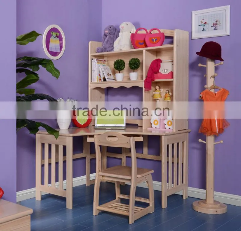 Girl Modern Bedroom Furniture in Pine Wood, Natural Color