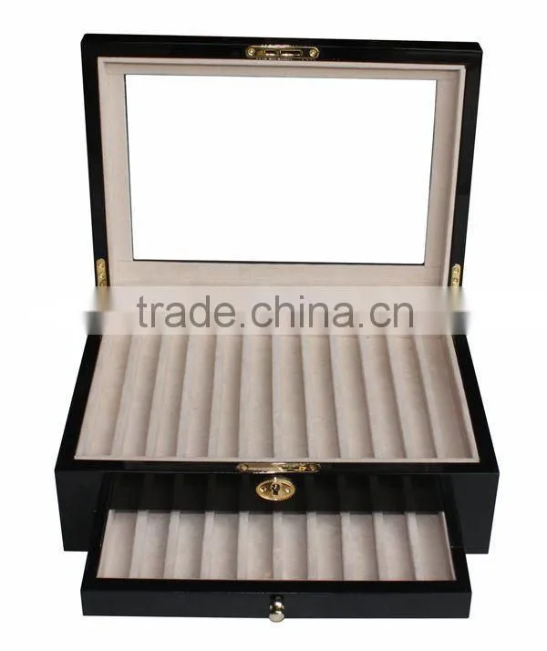 High gloss lacquer finish black pencils box