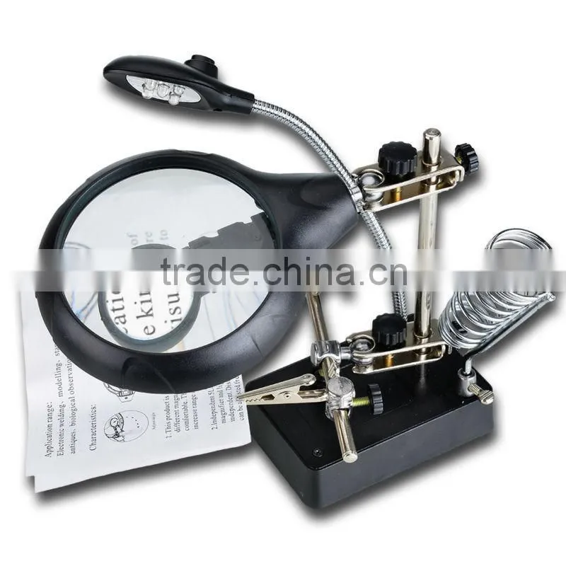 AC DC Soldering 90 34mm Stand Tool 5 LED Light Welding Magnifying Lens Magnifier