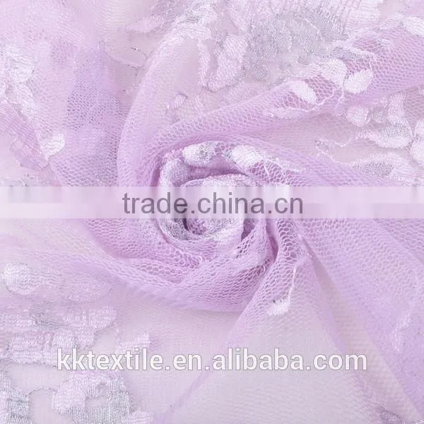 New arrival 100% Nylon mesh silver thread lace black flower lace