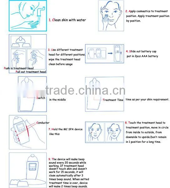home use galvanic ion beauty beauti treatment with 3 optional heads LCD display design