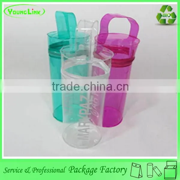 Zipper plastic custom round bag with handle