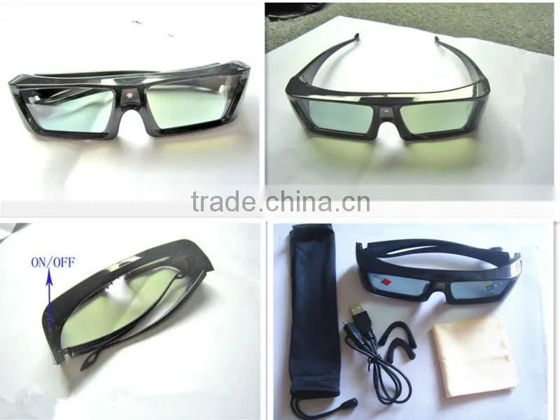 active shutter 3D lcd eye glasses with fad sunglasses shape