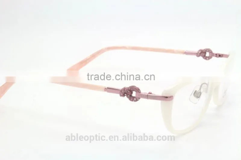 lady crystal rhinestone fashion design acetate hand made spectacles optical frames eyewear eyeglasses