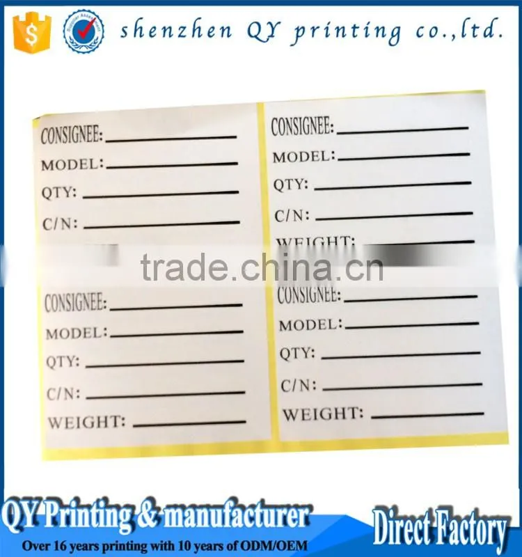 2016 New High Quality Self Adhesive Paper Packaging Label,Paper Printed Packaging Label,Packaging Label and Barcode Label