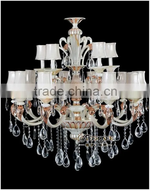 China Supply Metal Crystal Chandelier Lamp With Fabric Shade MD8788-6