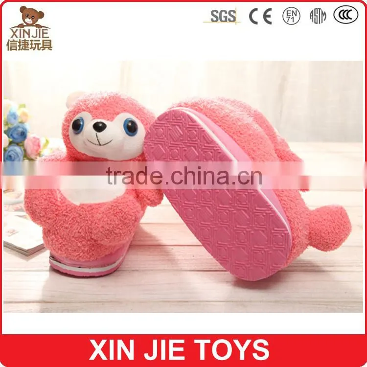 2015 newest plush bear slippers good quality plush slippers manufactuer winter warmly plush slippers