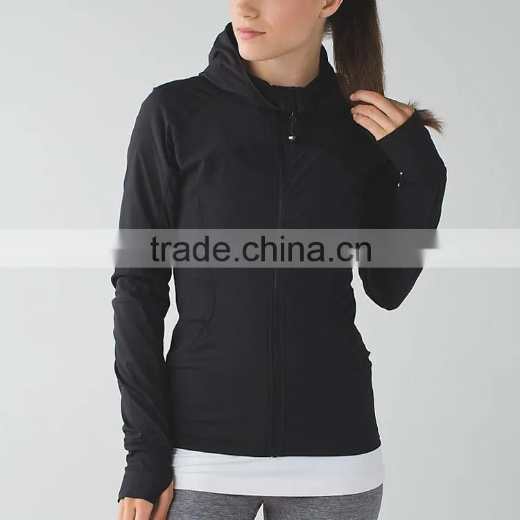 Chambray Blazer Women Autumn Jacket with hood made in china