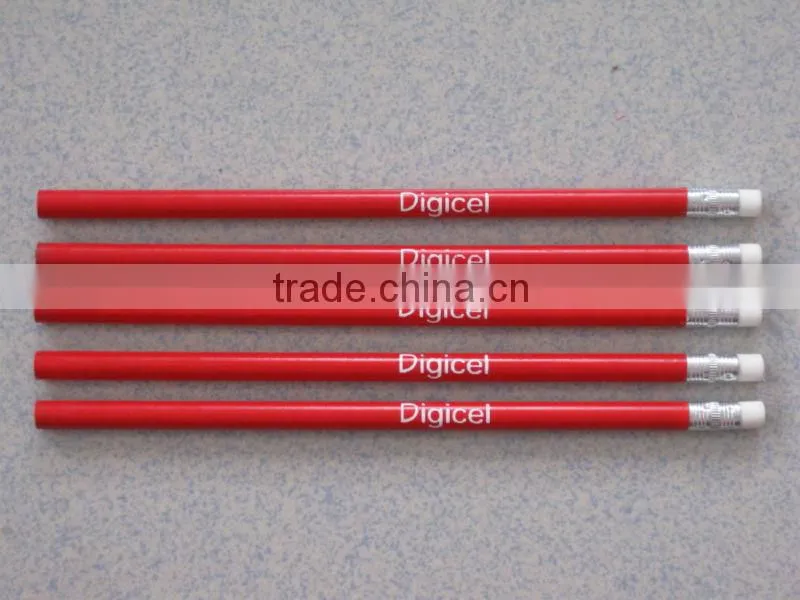 Promotion round shape 2.0mm HB lead customized pencil with eraser