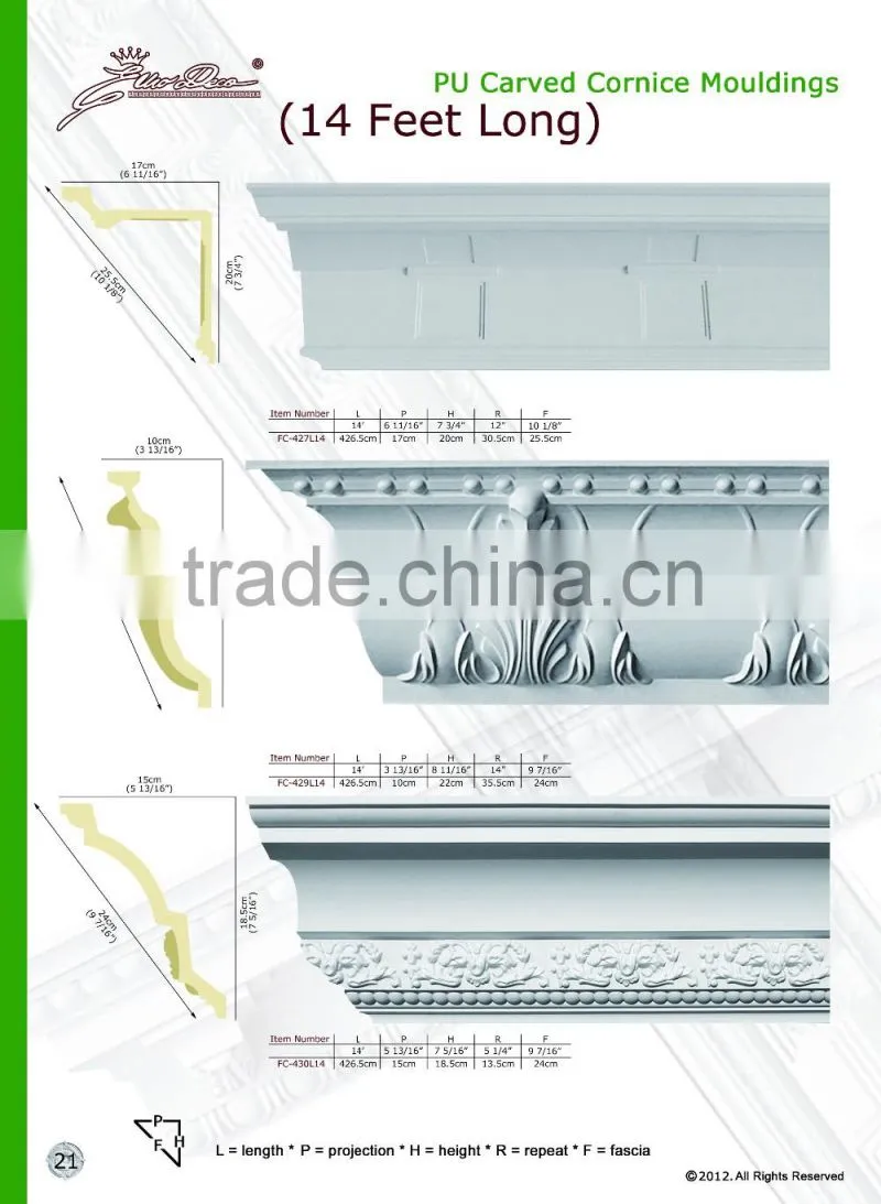 2016 Polystyrene High Quality beautiful PU decorative corbel eps cornice moulding