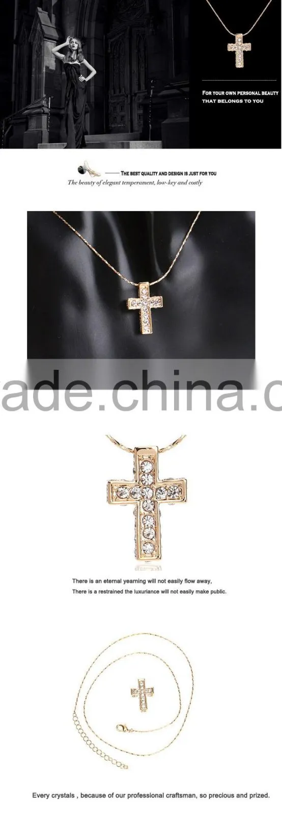 jewelry crystal 18k gold cross pendant necklace