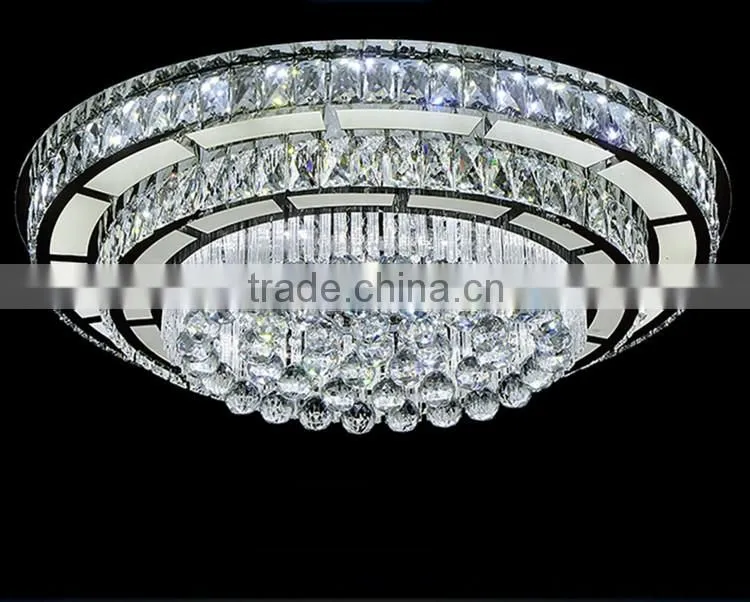 Contemporary Decorative K9 Crystal Ceiling Light Round 220V Modern Stainless Steel Chandelier