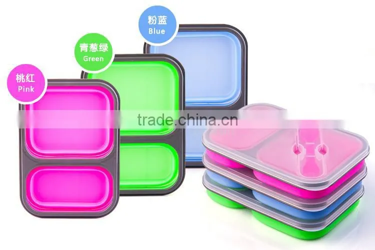 2014 eco- food grade silicone collapsible lunch box /storage box