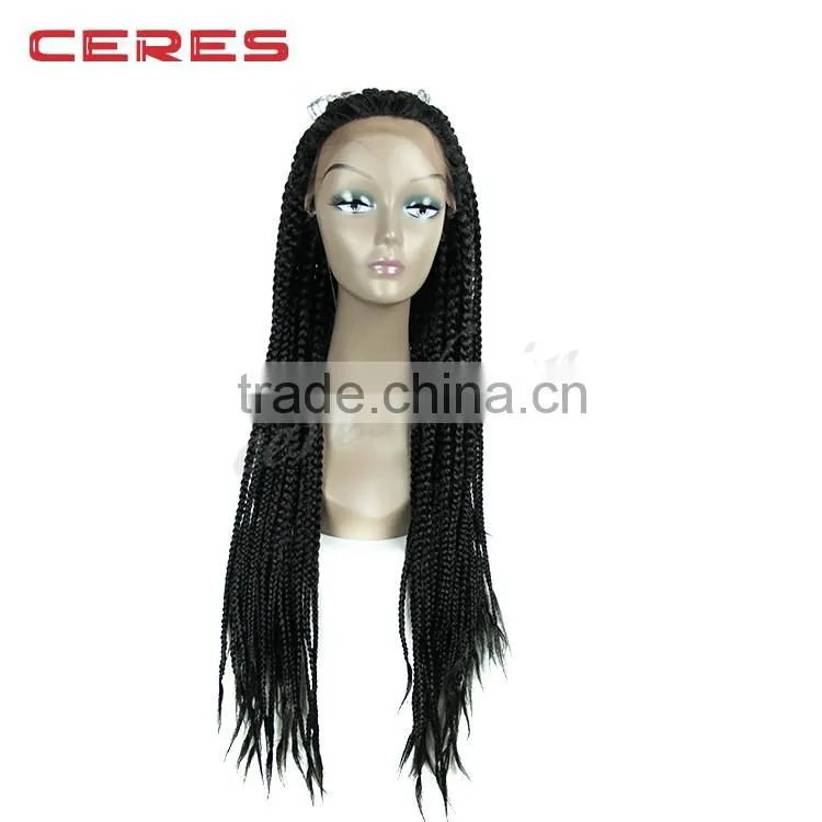 cheap synthetic hair lace front wig, wet and wavy cheap lace front wig, box braid lace wig for black women