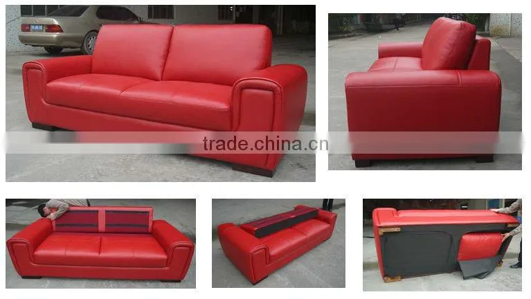 Mid century genuine leather sectional sofa pink