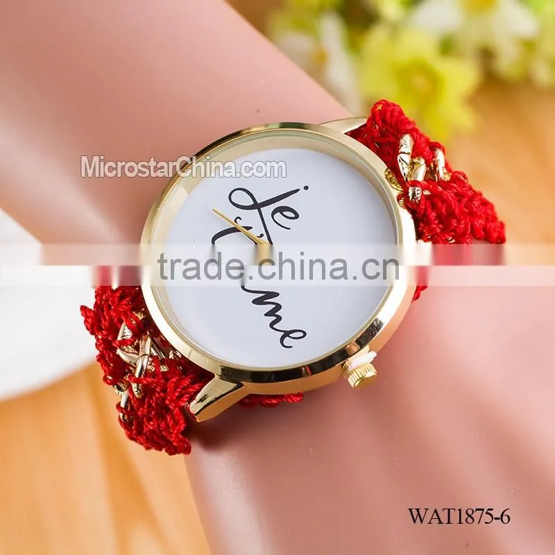New Classic Geneva Ethnic Braided Analog Quartz Chain jetaime stainless steel watch