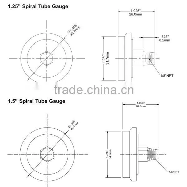 High quality brass back mount miniature fire extinguish manometer