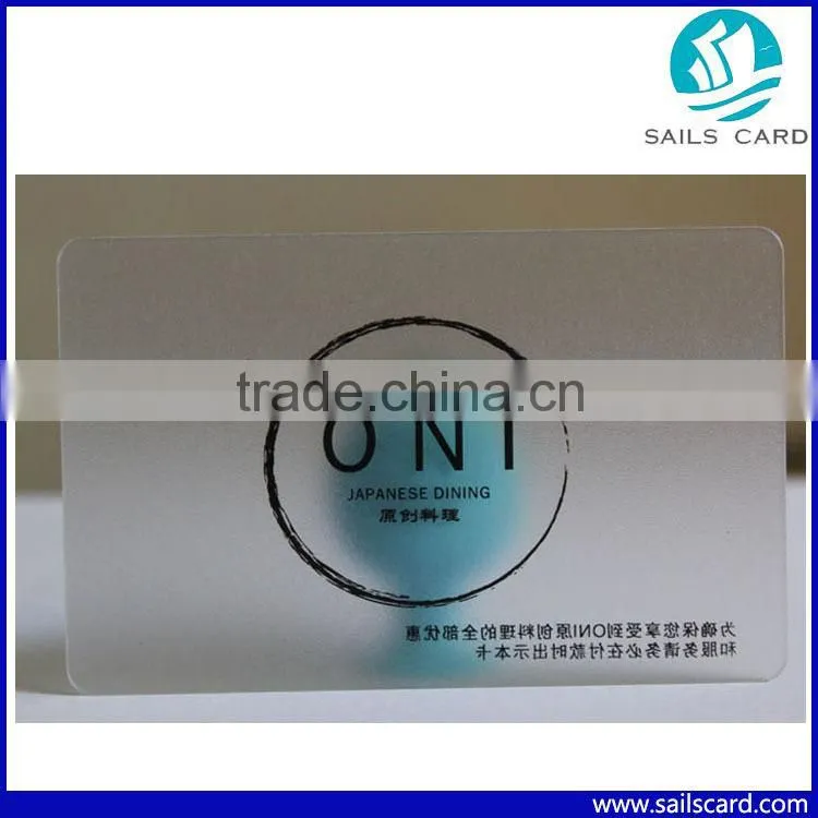 Transparent pvc material matte surface vip card