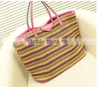 Bohemian style grass woven beach bags